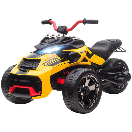 12V Kids Ride On ATV with MP3 Player, Music, Horn, 2 Speeds, LED Lights, Gift for Boys & Girls, Yellow