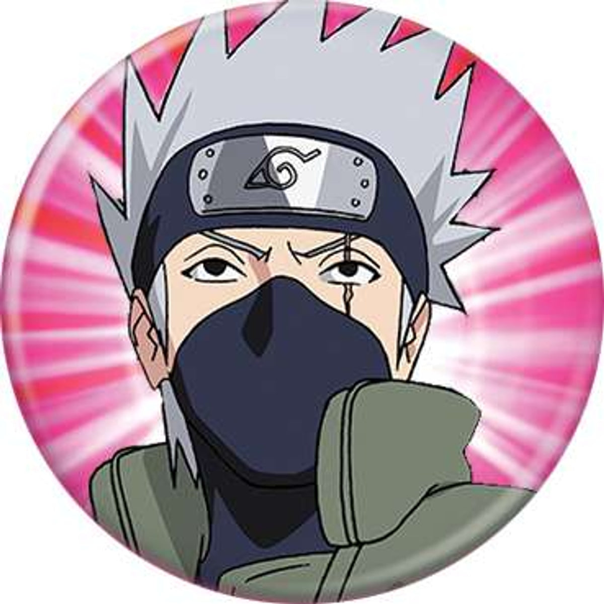 Naruto Kakashi Pink Background Button
