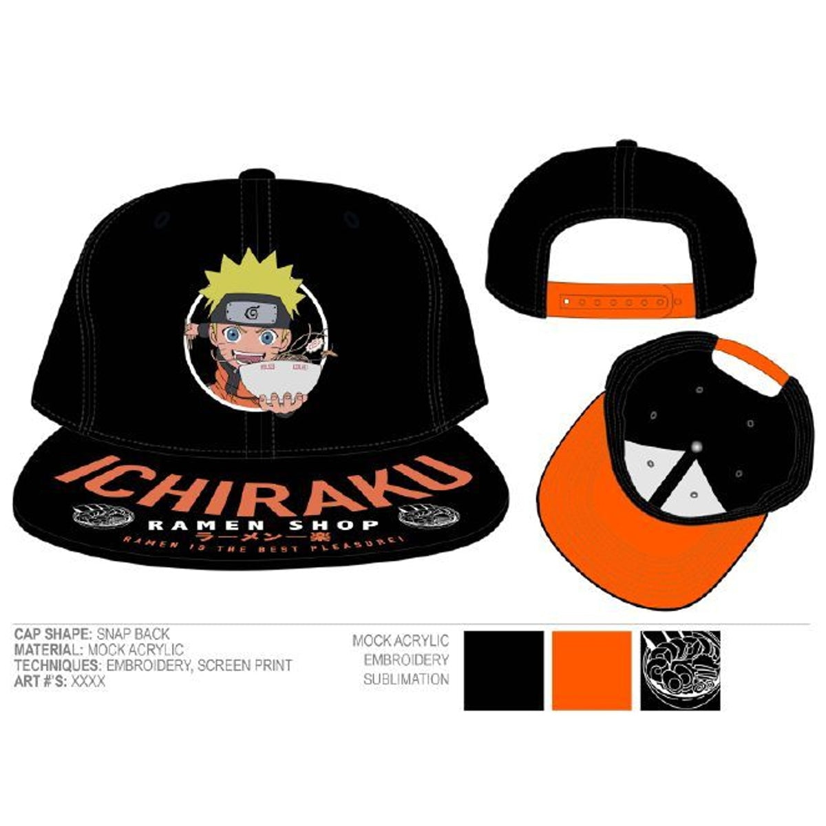 Naruto Sublimated Bill Ichiraku Snapback Hat