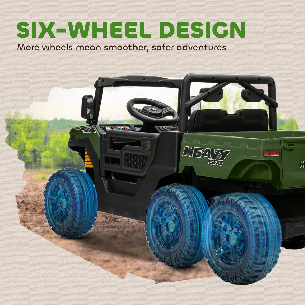 24V 4WD Kids Ride On Truck with 6 Wheels Electric Ride On Car with Remote, Dump Bed for 3-8 Years, Green