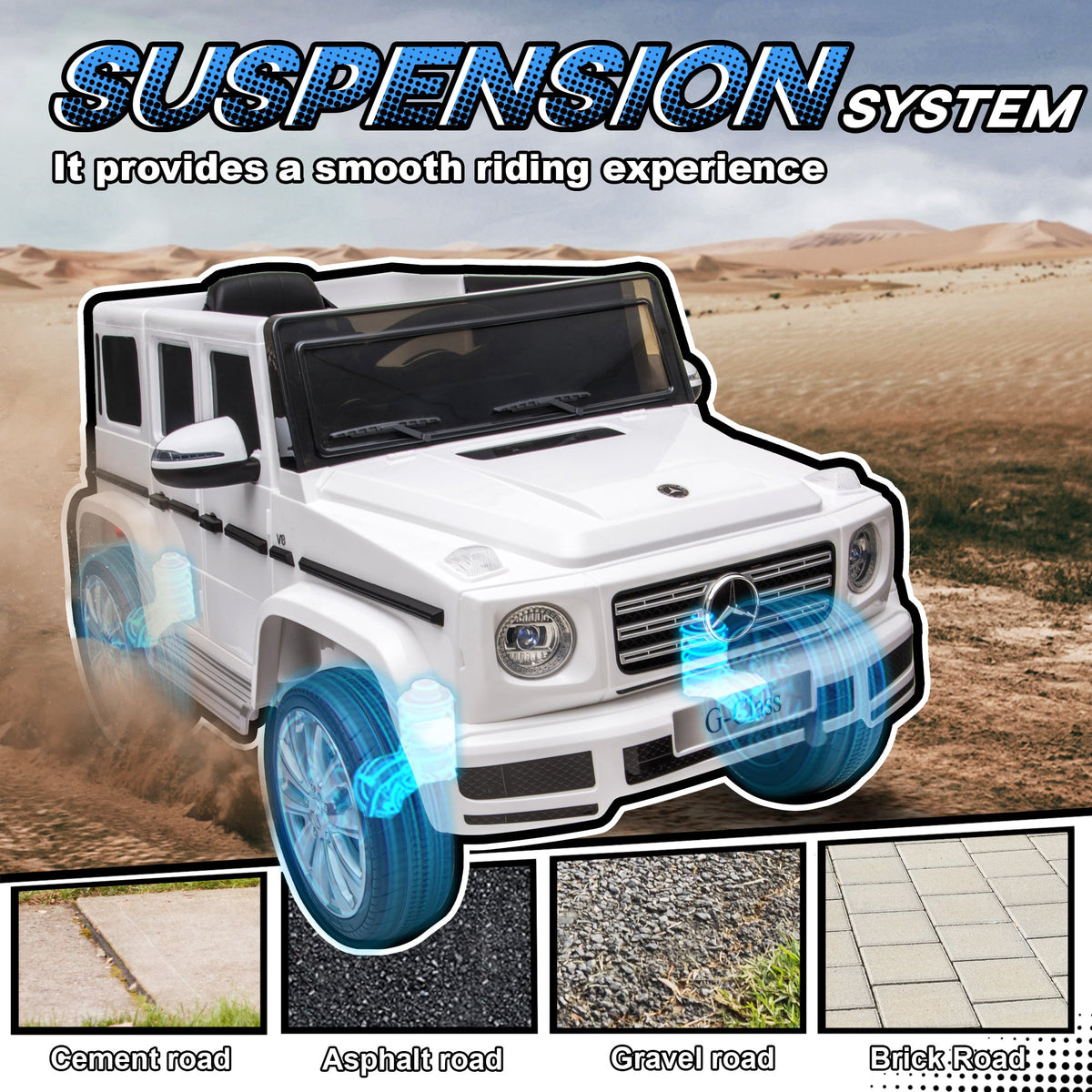 Mercedes Benz G500 Licensed 12V Kids Ride on Car with Remote Control, Music, Lights, MP3 for 37-96 months, White