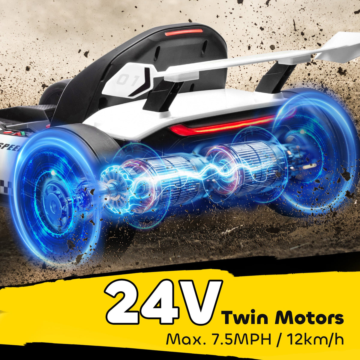 24V Electric Go Kart, Battery Powered Kids Drift Kart with Adjustable Seat, Seat Belt, Horn, Music, Light, Red