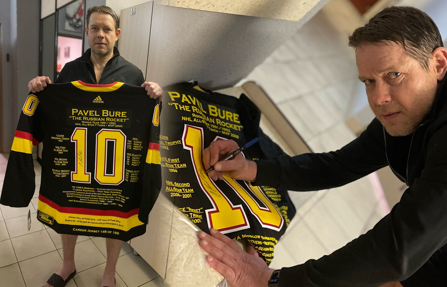 PAVEL BURE CAREER JERSEY #199 OF 199 - AUTOGRAPHED - VANCOUVER (SIZE L OR XL) - LIMITED EDITION NHL MEMORABILIA COLLECTIBLE