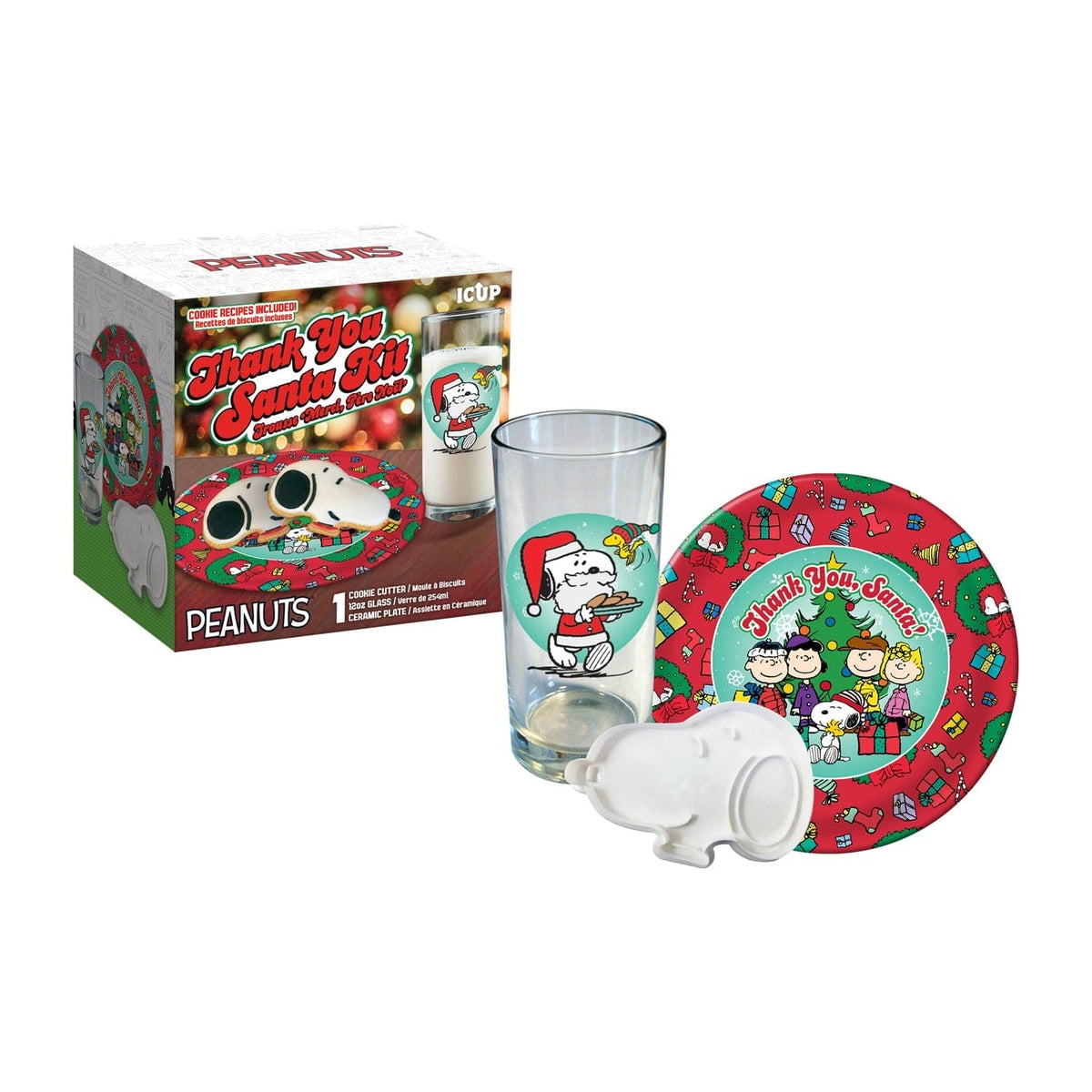 Peanuts Thank You Santa Kit (Glass, Cookie Cutter and Plate)
