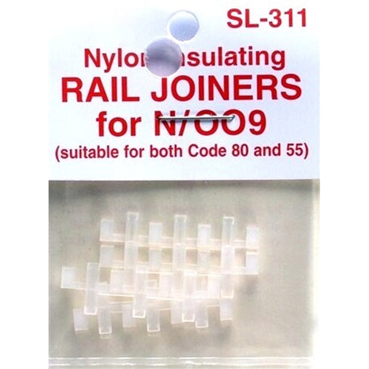 Peco SL-311 N / OO9 Code 55 / Code 80 Nylon Insulating Rail Joiners Pkg of 24 NIB