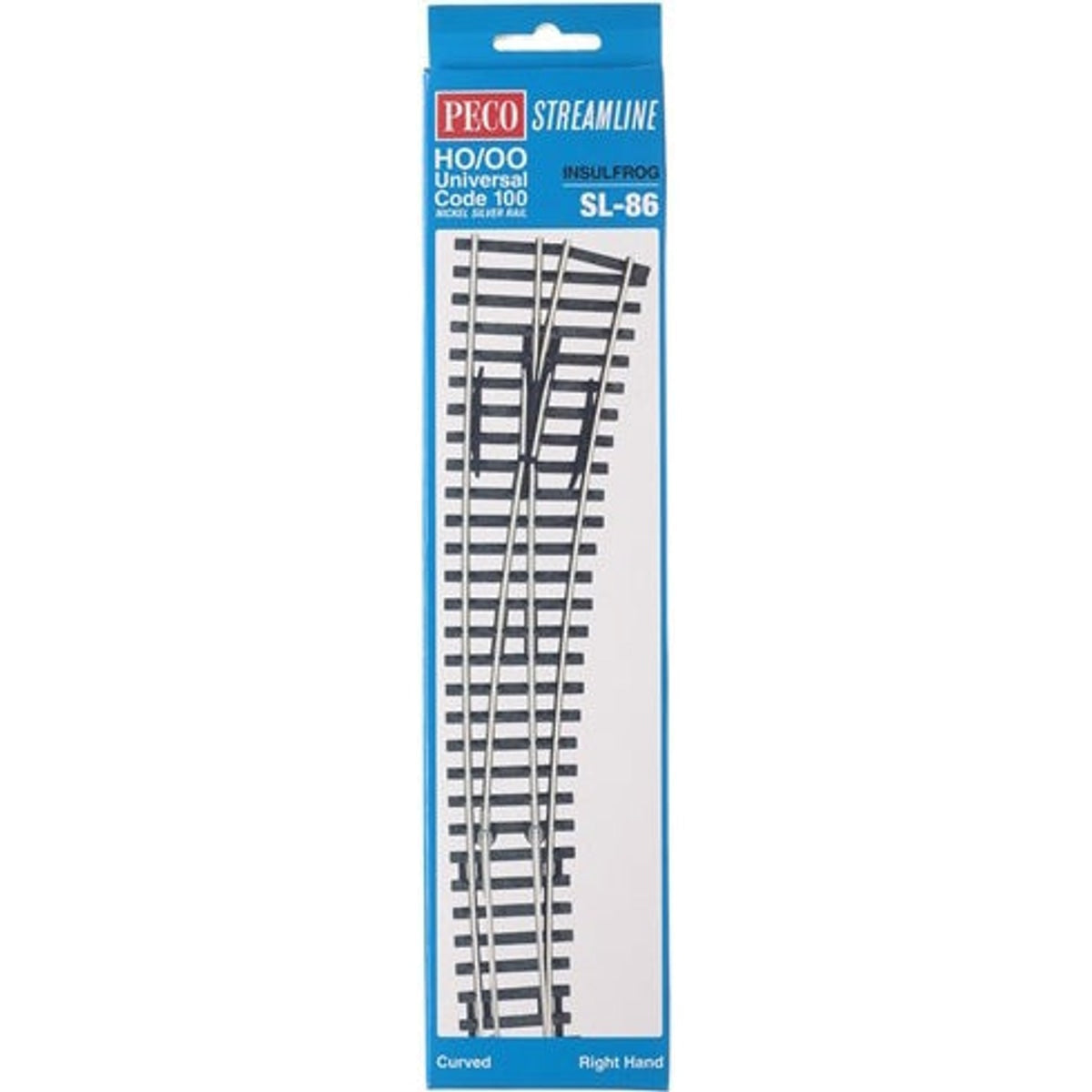 Peco Streamline SL-86 HO / OO Universal Code 100 Nickel Silver Rail Insulfrog Curved Double Radius Right Hand Turnout Switch