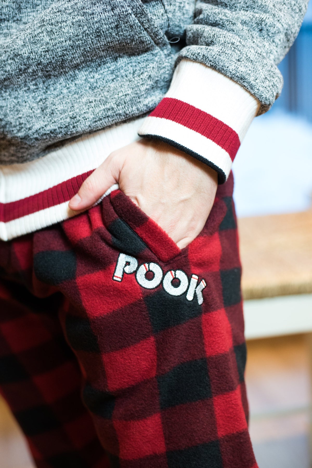 Pook Unisex Pajama Pants Red Plaid