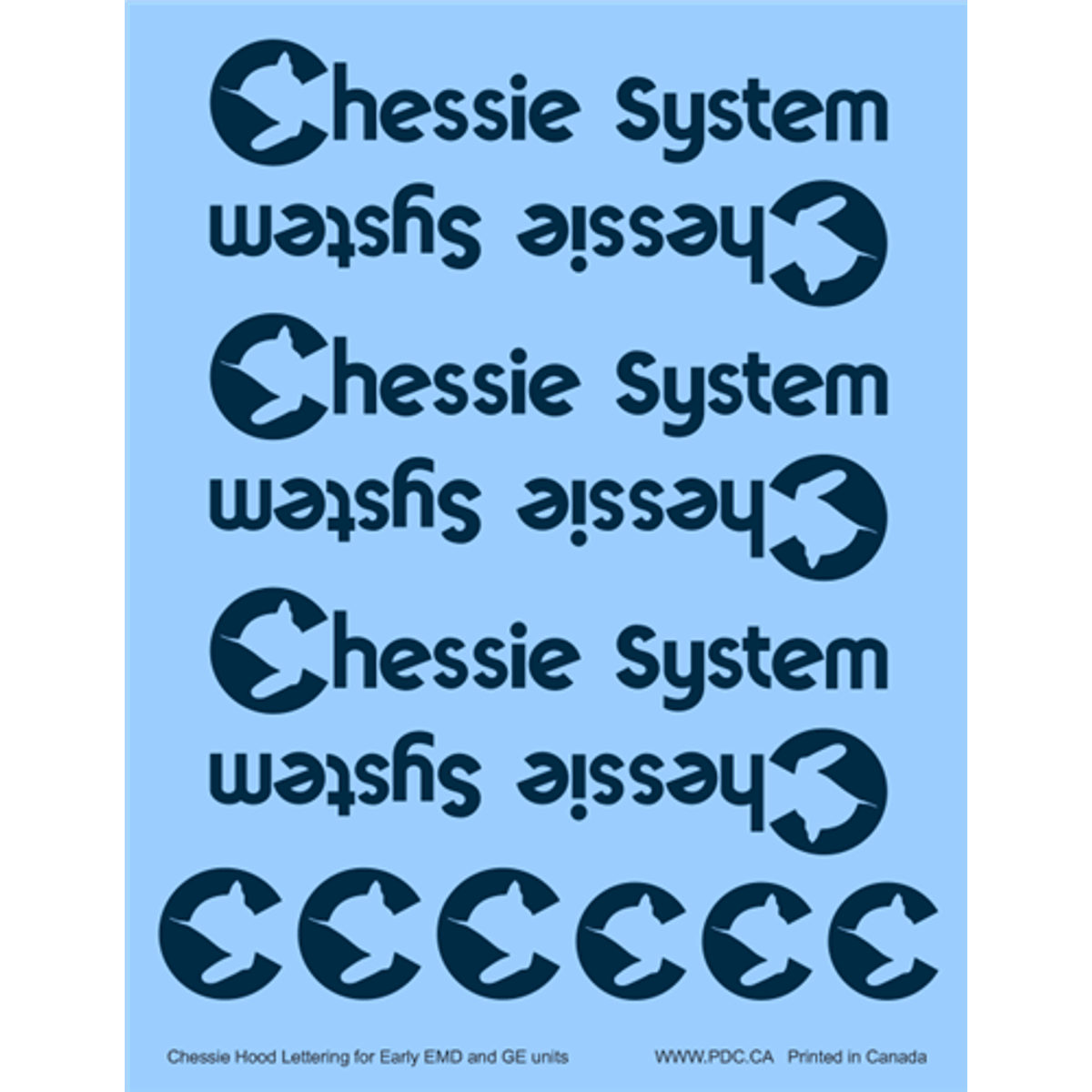 Precision Design Co. HO Early Chessie System Loco Hood Lettering Waterslide Decal Set NIB