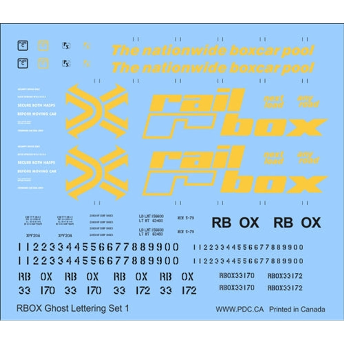 Precision Design Co. HO RBOX Ghost Lettering Set 1 Waterslide Decal Set NIB
