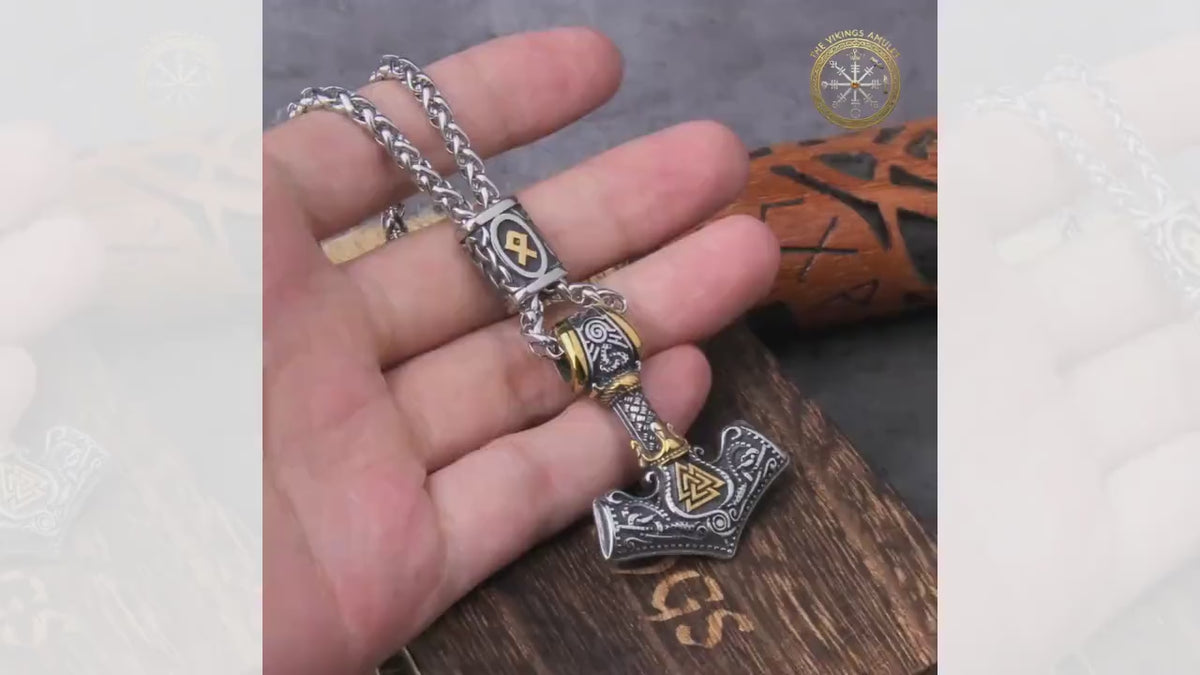 Viking Mjolnir Thor's Hammer Stainless Steel Pendant Necklace