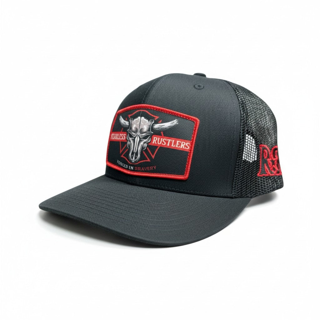 Ruthless Rustlers Forged in Bravery Trucker Cap | Black