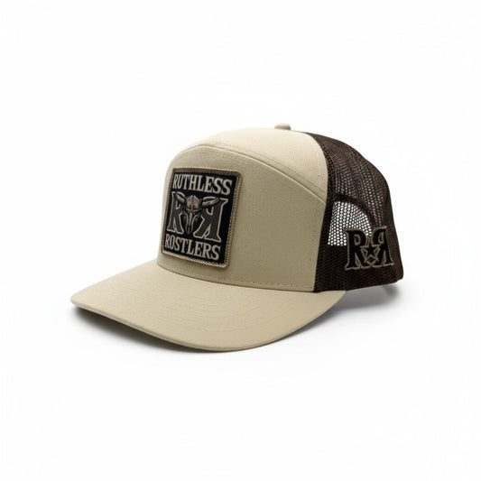 Ruthless Rustlers RR Bold Flat Bill Cap | Stone/Brown