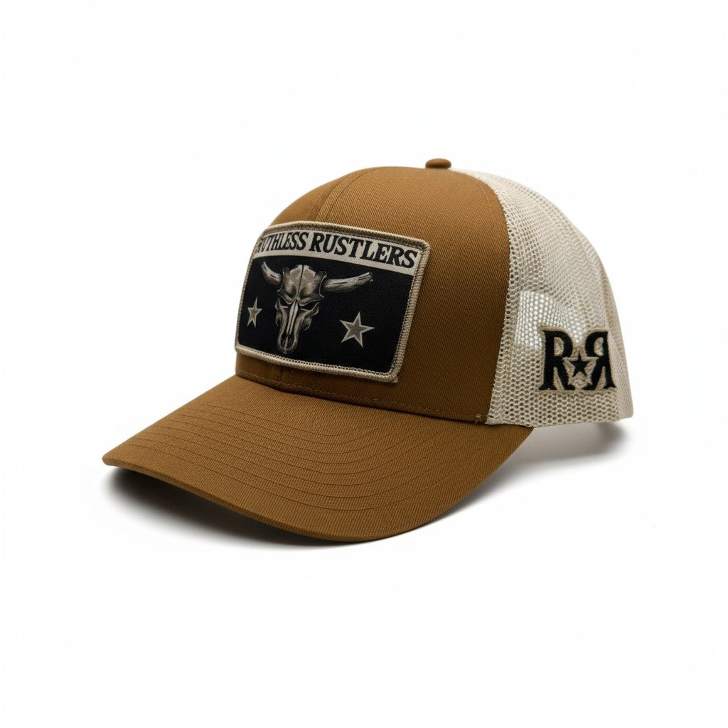 Ruthless Rustlers Maverick Trucker Cap | Caramel/Stone