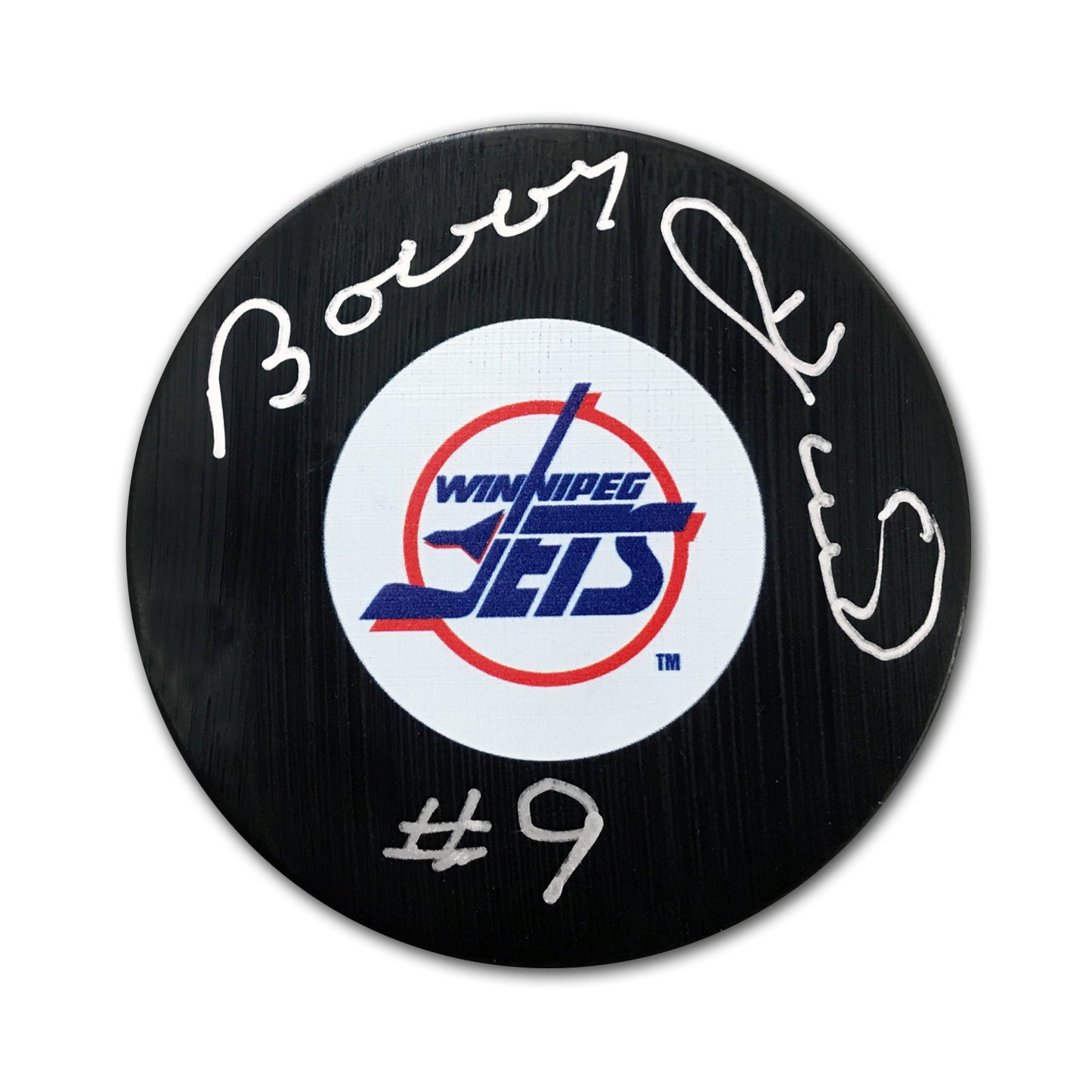 BOBBY HULL SIGNED WINNIPEG JETS PUCK – AUTOGRAPHED NHL COLLECTIBLE WITH #9 INSCRIPTION