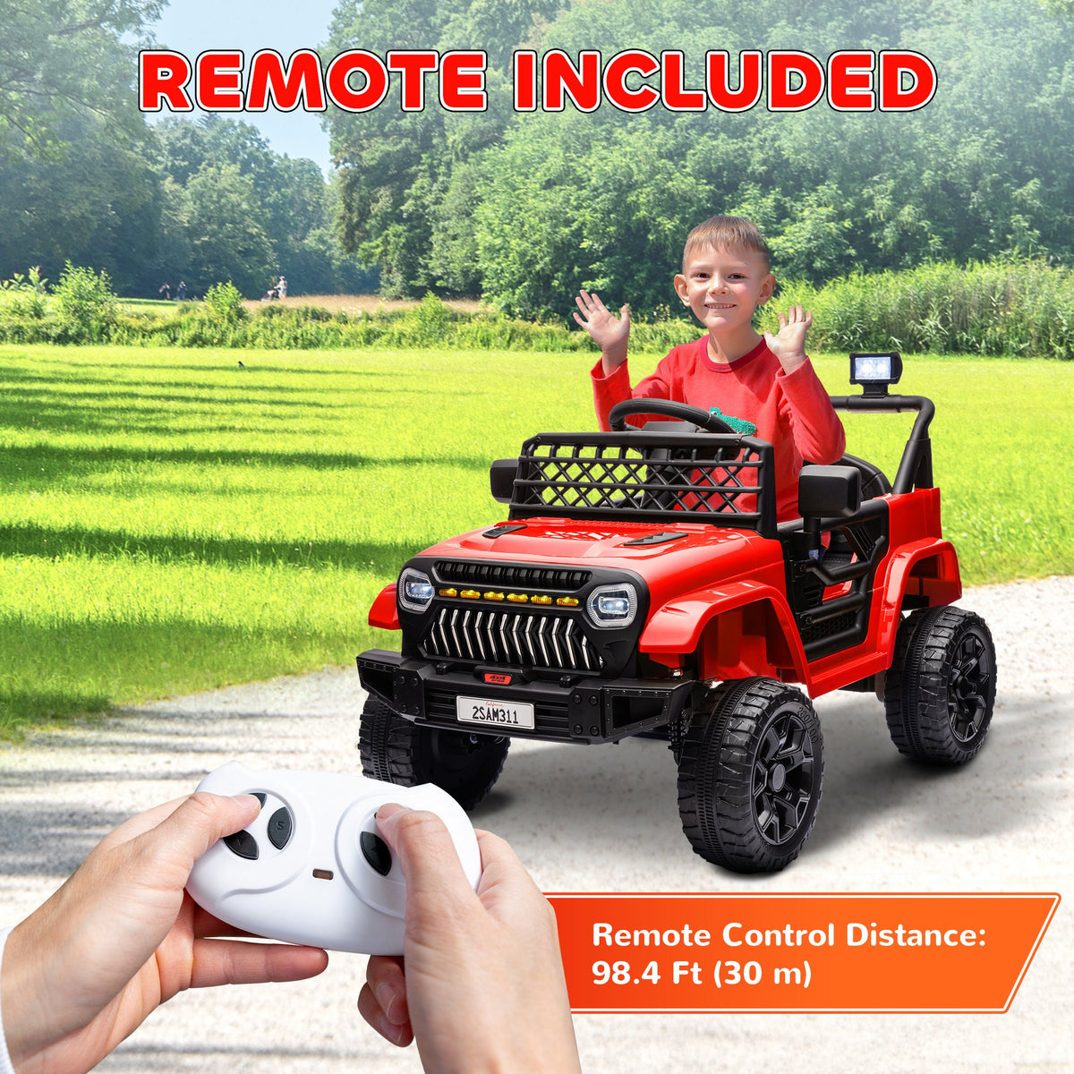 12V Ride on Truck, Electric Car for Kids with Remote Control, Suspension, 3 Speeds, USB Music Headlights, Black