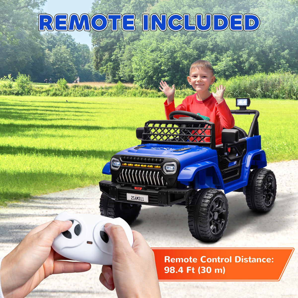 12V Ride on Truck, Electric Car for Kids with Remote Control, Suspension, 3 Speeds, USB Music Headlights, Black