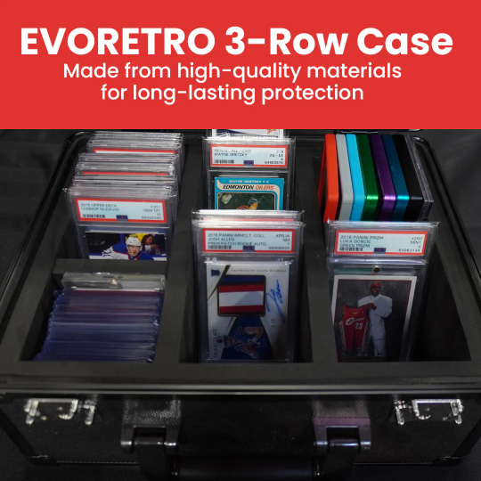 Evoretro - Black Aluminum Heavy Duty Graded Card Lockable Storage Box 3 Rows
