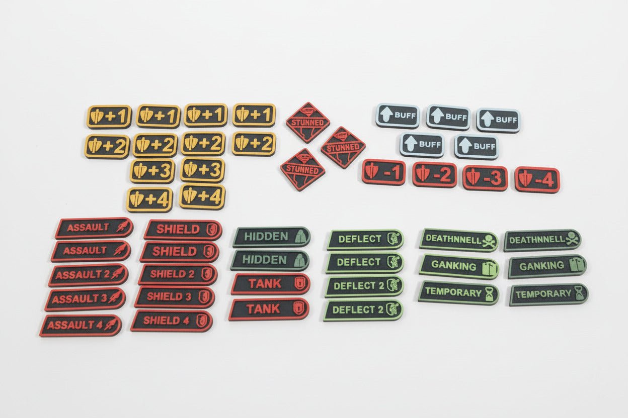 Riftbound TCG Token Set – 48 Pieces with Empowered, Buff, + Stun with Case (Unofficial)