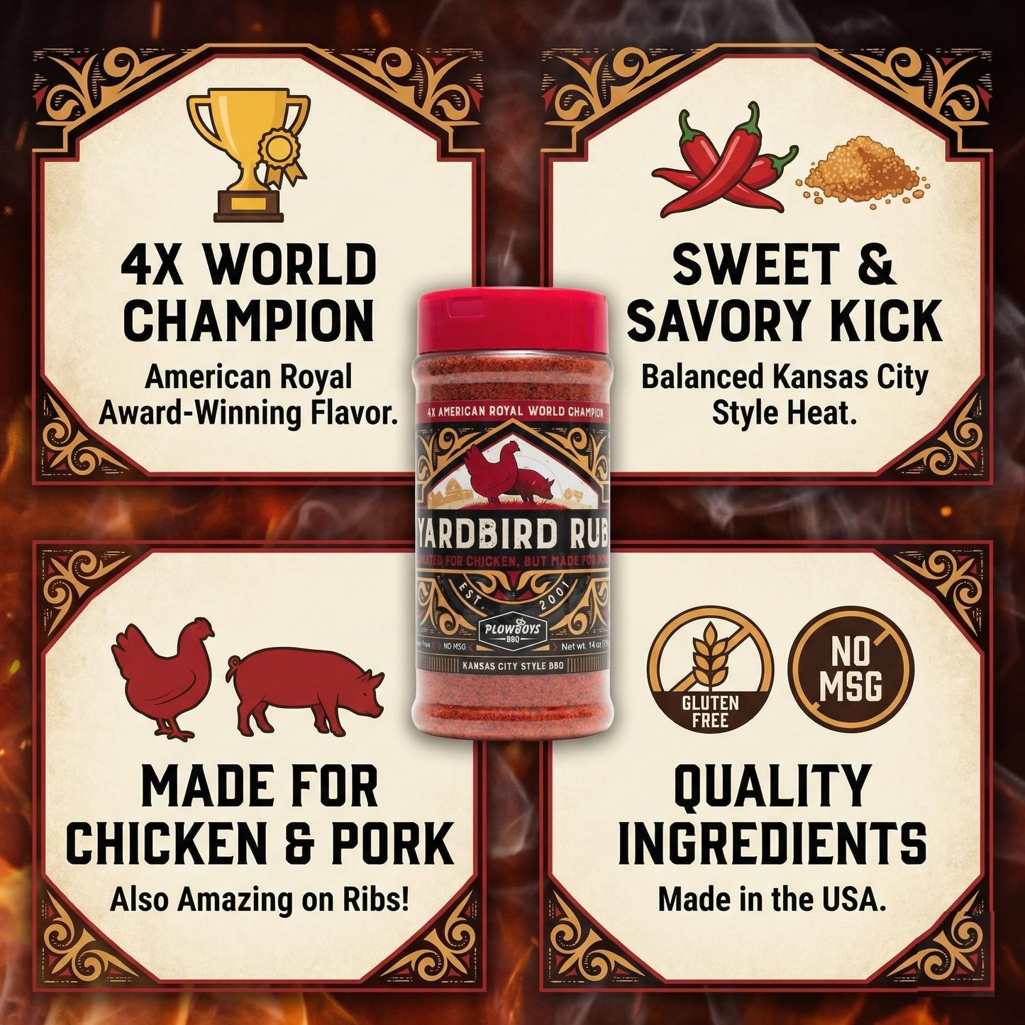 Plowboys Yardbird Rub, 14oz