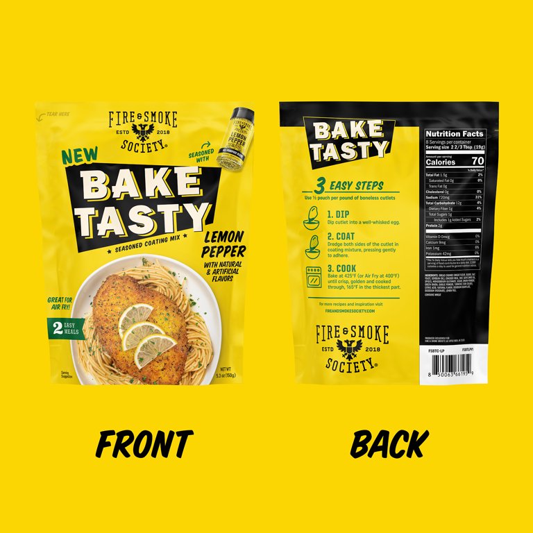 Fire & Smoke Society Bake Tasty Lemon Pepper Seasoned Coating Mix, 5.3 oz