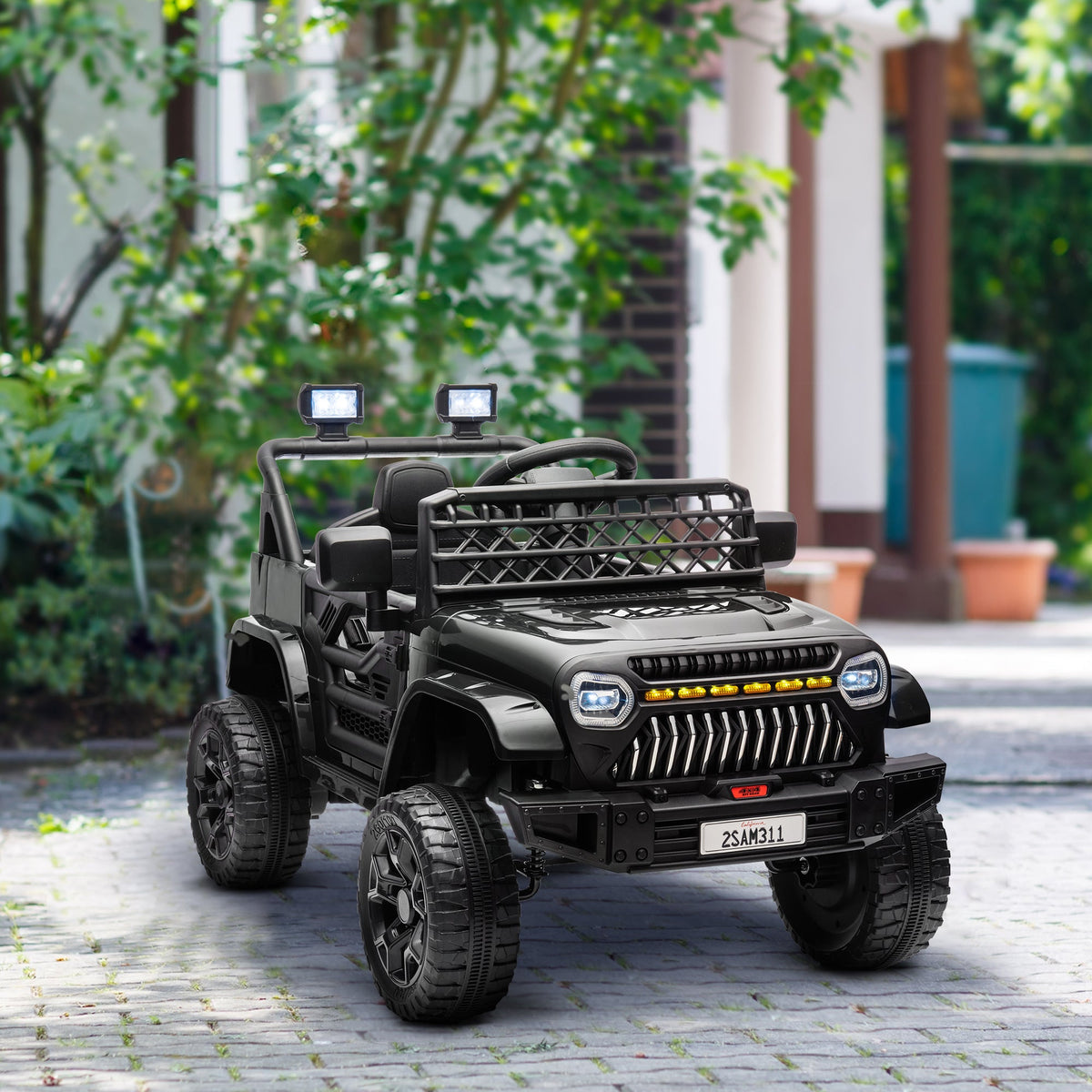 12V Ride on Truck, Electric Car for Kids with Remote Control, Suspension, 3 Speeds, USB Music Headlights, Black