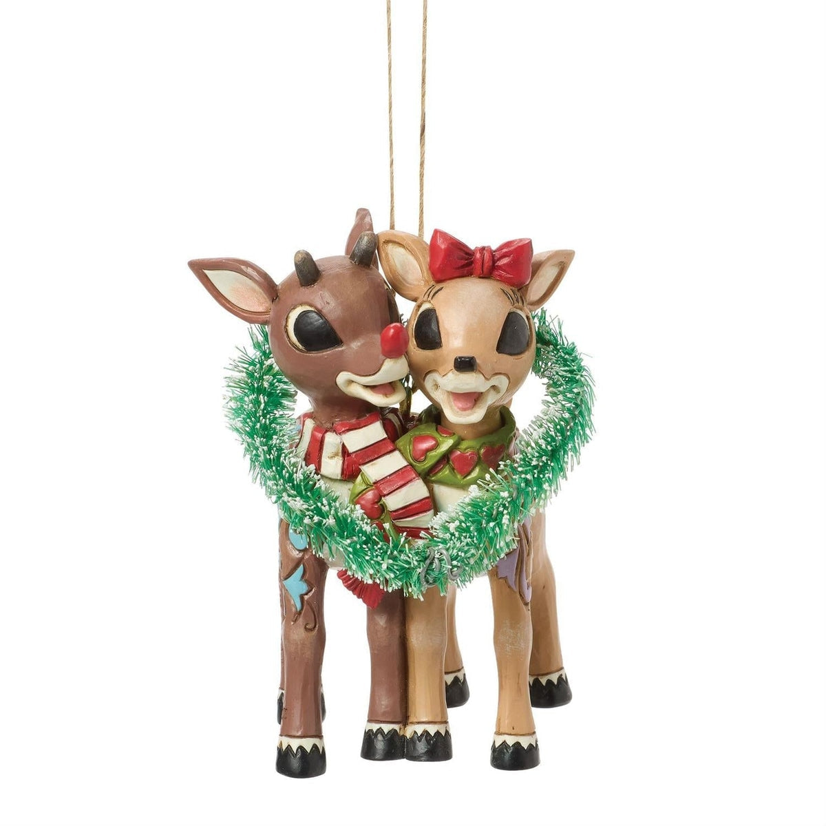 Rudolph the Red Nose Reindeer - Rudolph & Clarice in Heart Wreath Ornament