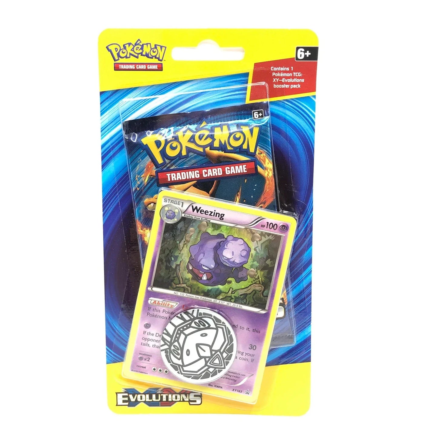 Pokemon TCG: XY Evolutions 1 Booster Pack Weezing Promo Coin Sealed Checklane Blister