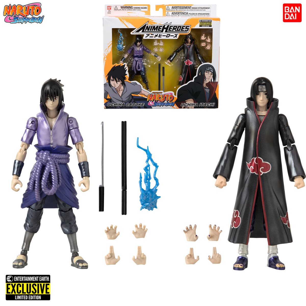 Naruto: Shippuden Anime Heroes Itachi and Sasuke Uchiha Action Figure 2-Pack -  Exclusive