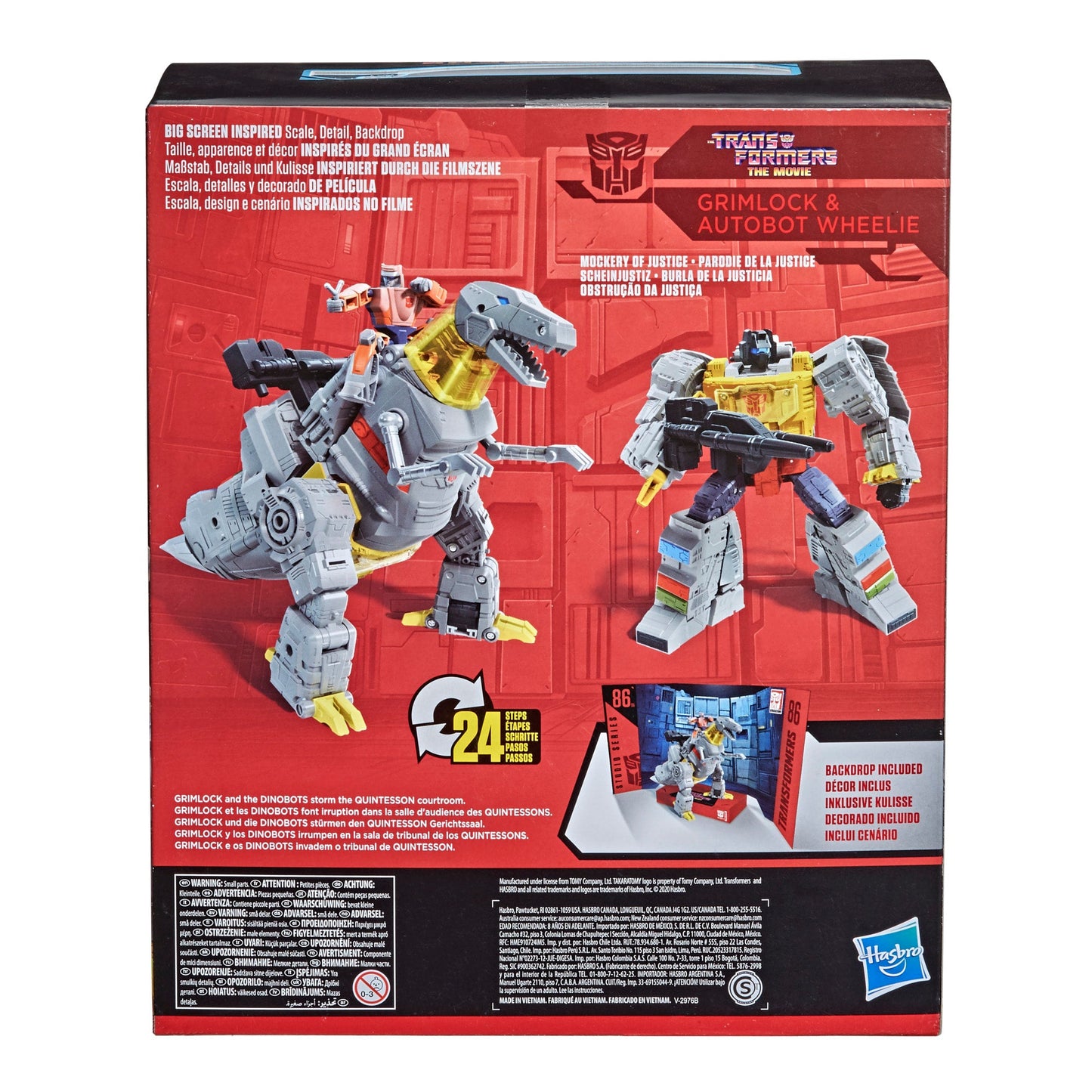 Transformers Toys Studio Series 86-06 Leader The Transformers: The Movie Grimlock and Autobot Wheelie Action Figure