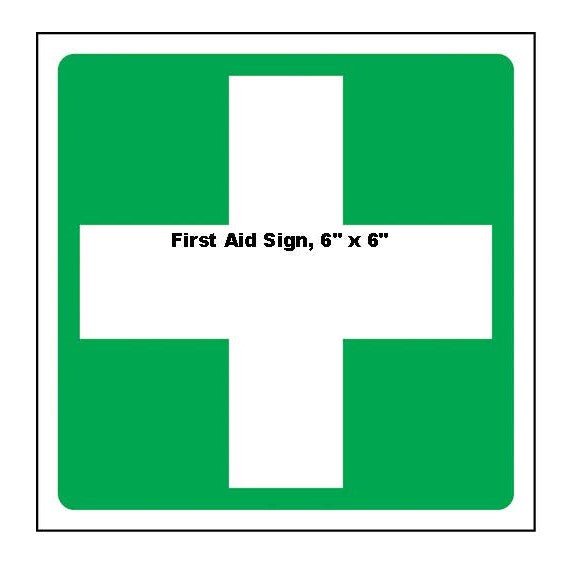 Double-Sided Projecting First Aid Sign - 6" X 6"- First Aid Station/Kit (with Symbol)