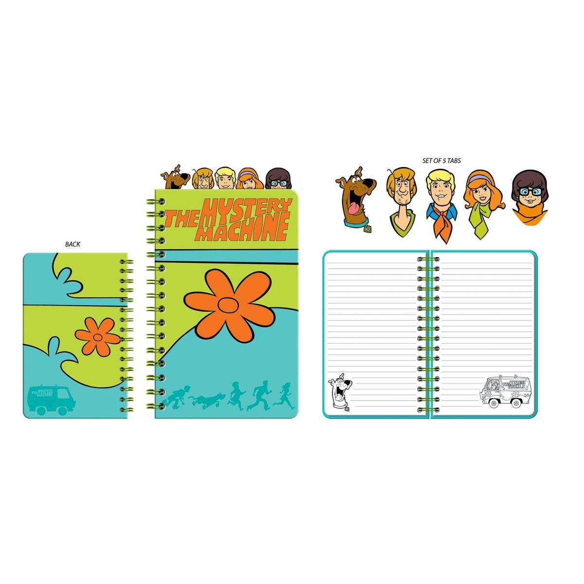 Scooby Doo Mystery Machine 8" X 5" Spiral Tabbed Notebook