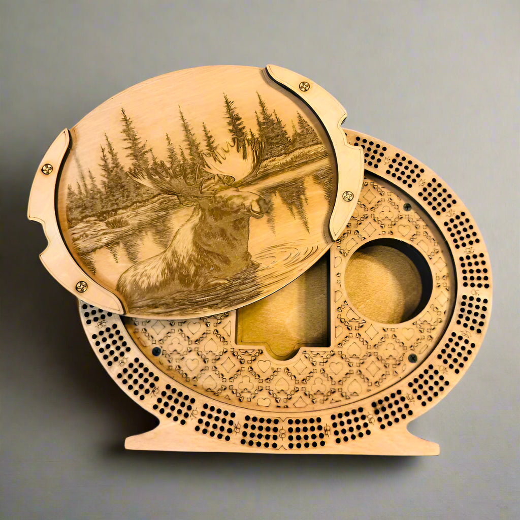 Personalized 4-Track Cribbage Board – Handcrafted, Custom Engraved & Stand-Up Display