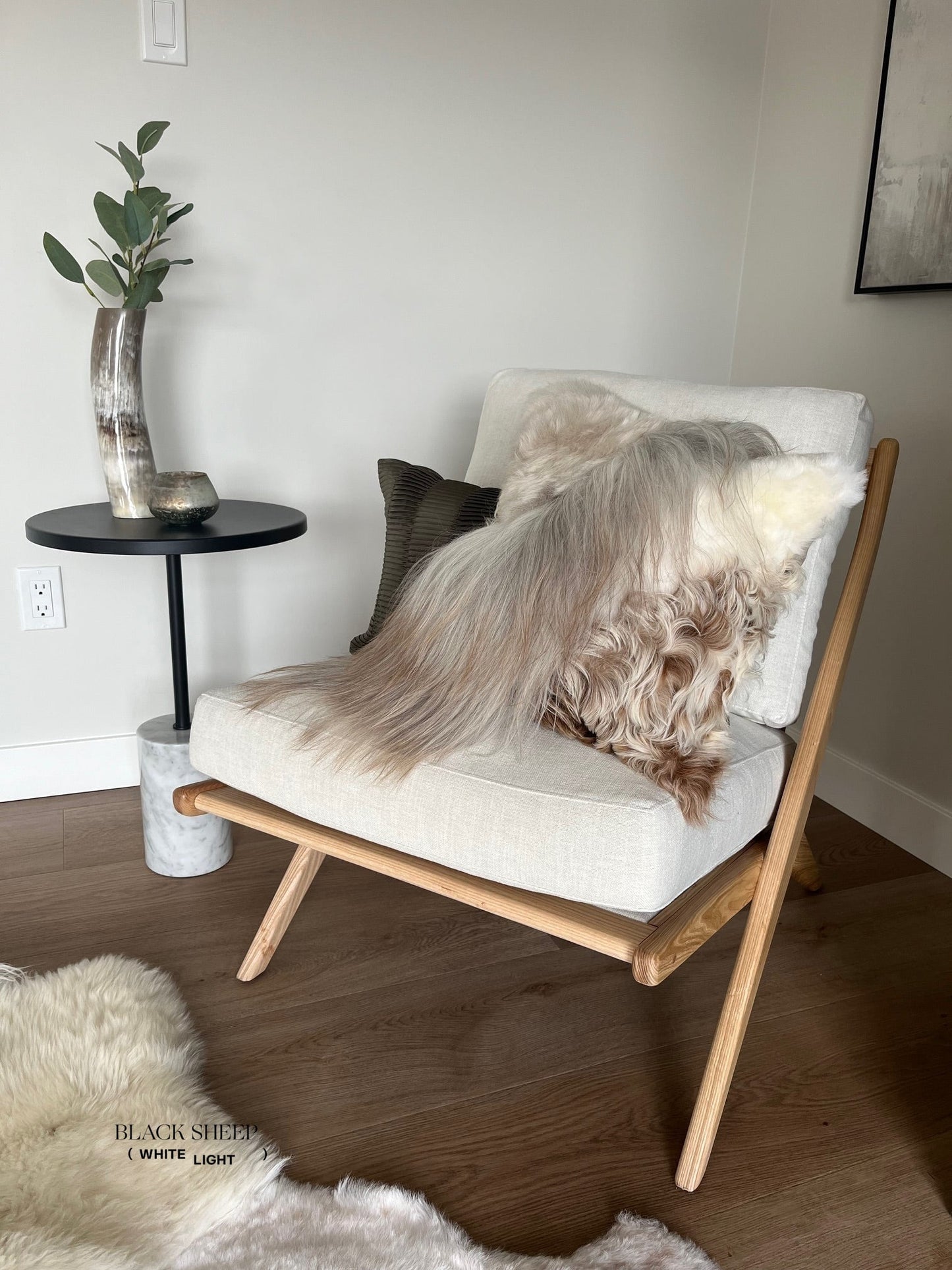 Mélange Sheepskin Pillow, straight wool