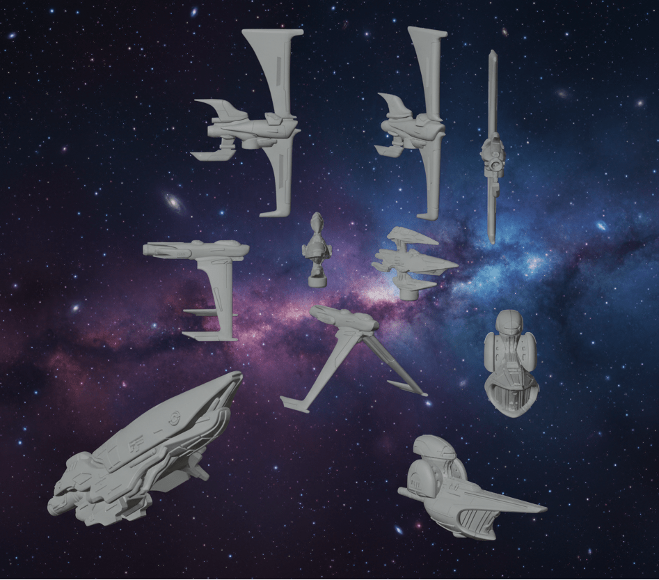 Sylwarin Harmonium Fleet – 1:128 Elven Spaceships (10 Ships)