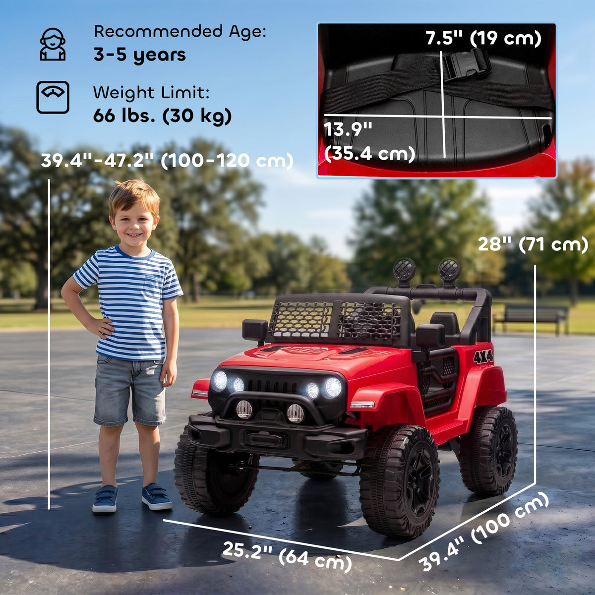 12V Battery Powered Kids Ride On Car Off Road Truck Toy w/ Parent Remote, Black