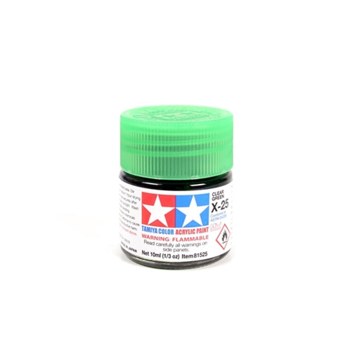 Tamiya Acrylic X-25 Clear Green Mini Bottle 10ml (1/3oz)