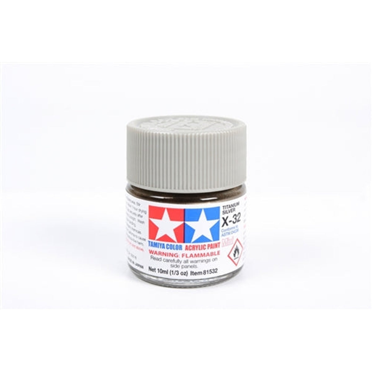 Tamiya Acrylic X-32 Titanium Silver Mini Bottle 10mL (1/3oz)
