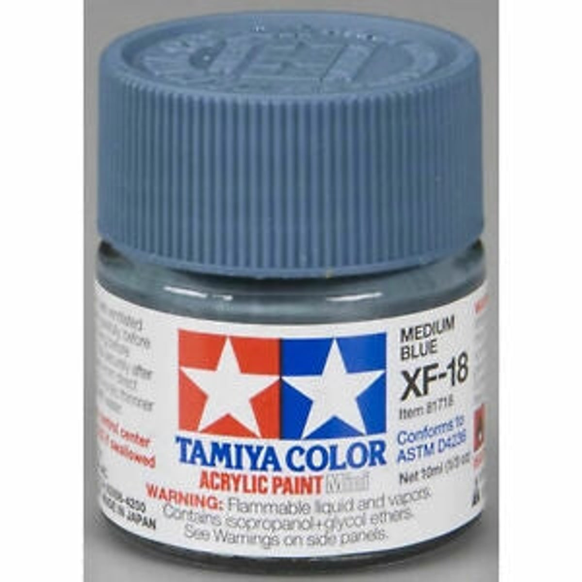 Tamiya Acrylic XF-18 Flat Medium Blue Mini Bottle 10mL (1/3oz)