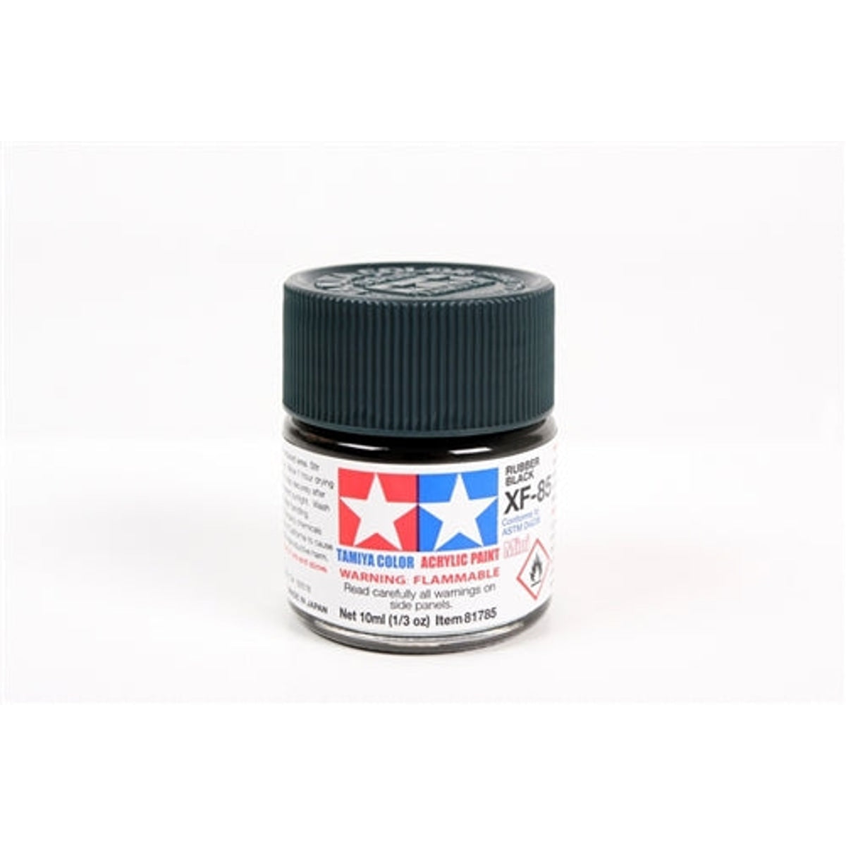 Tamiya Acrylic XF-85 Flat Rubber Black Mini Bottle 10mL (1/3oz)