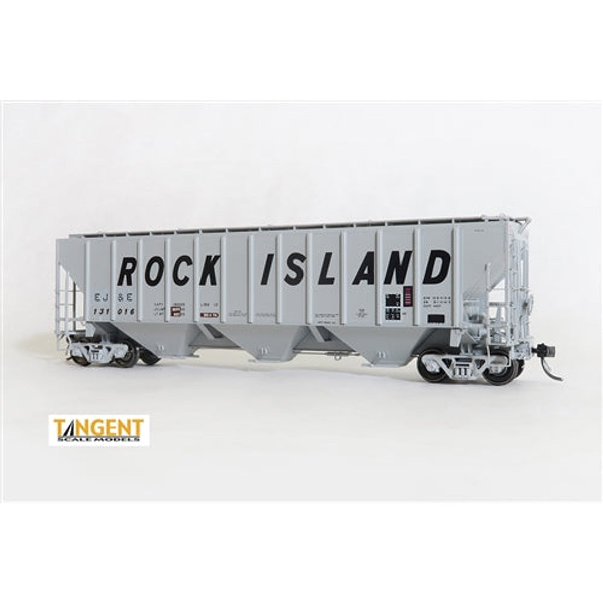 Tangent Scale Models 21015-01 HO Pullman-Standard PS-2 4427 "High Side" Covered Hopper EJ&E RI Restencil 1980+ Rock Island EJ&E #131016 Grey Black Lettering NIB RTR