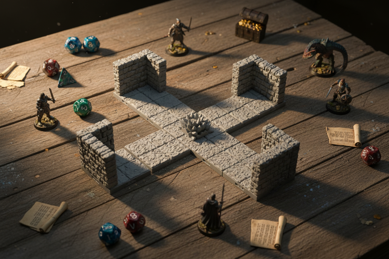 Crossroads X 4-Way Dungeon Intersection – 28mm Terrain