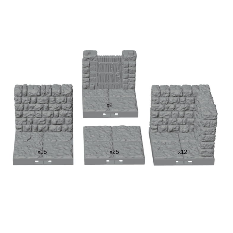28mm Modular Dungeon Terrain Starter – 54 Pieces