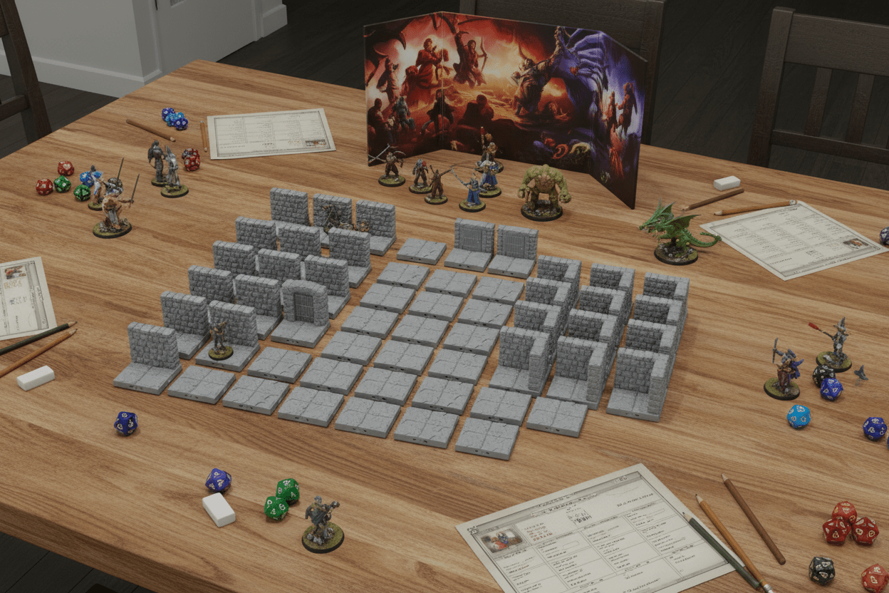28mm Modular Dungeon Terrain Starter – 54 Pieces