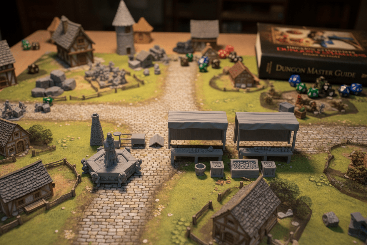 28mm Medieval Market Square Terrain – Fantasy RPG