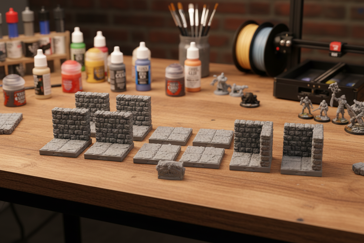 T-Junction Hub 3-Way Dungeon Intersection – 28mm Terrain
