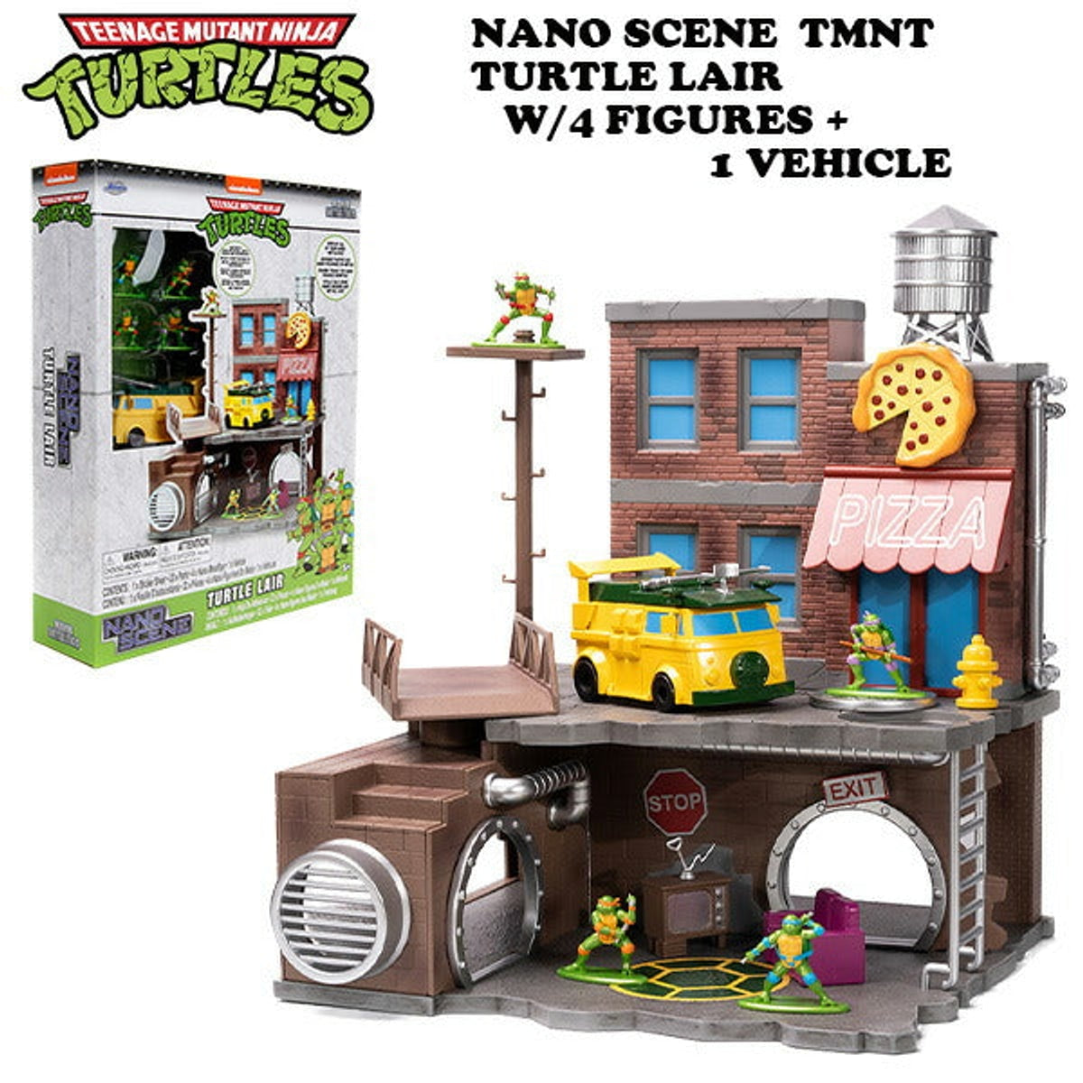 TMNT Turtle Lair Scene Nano Metal Figs Scene by Jada Toys