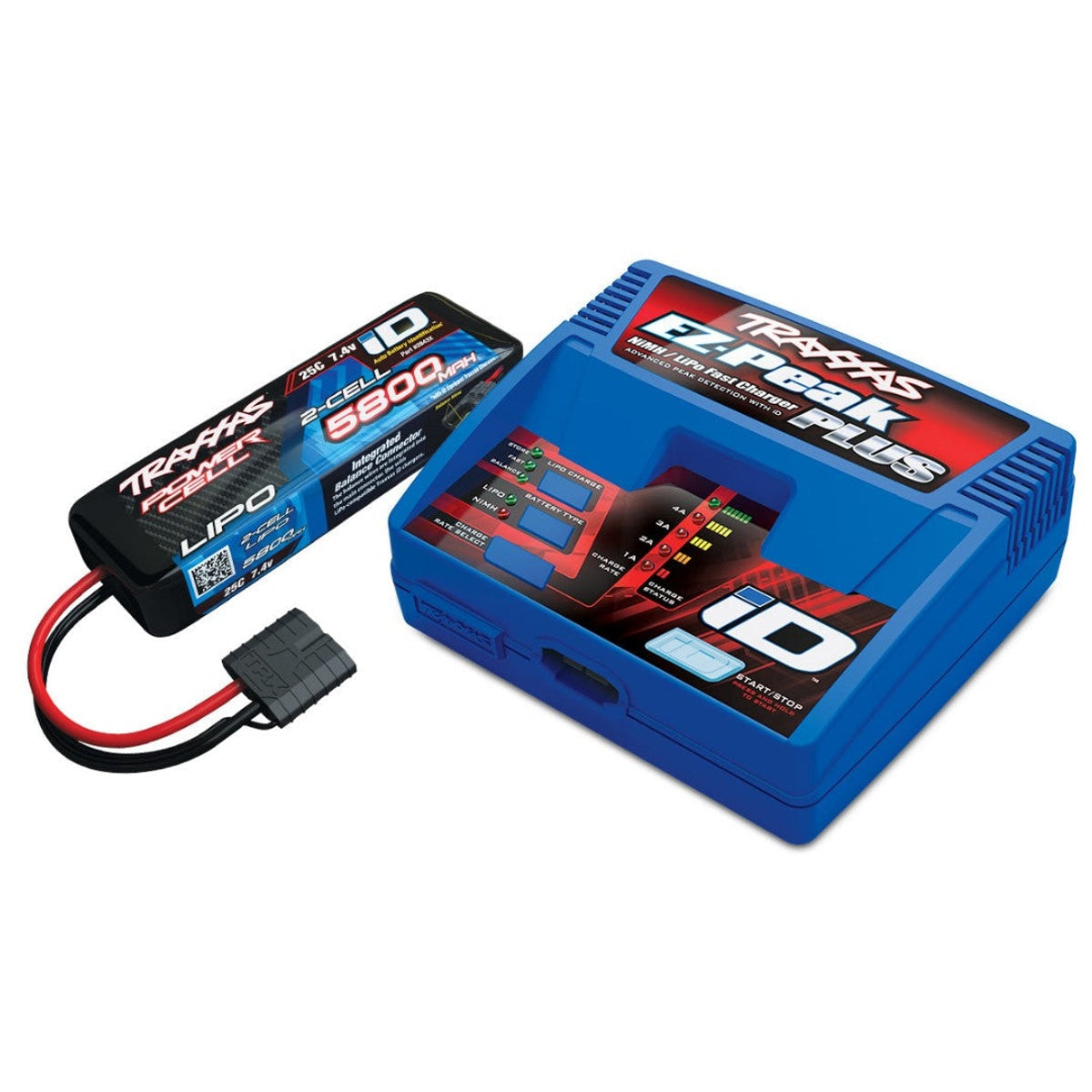 Traxxas EZ-Peak Multi-Chemistry Battery Charger (TRA2970) with 1x 5800mAh 7.4V 2Cell 25C LiPo Batteries (TRA2843X)