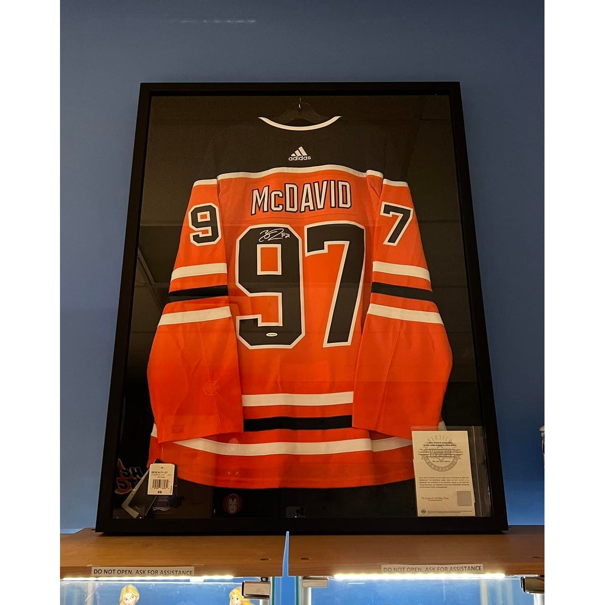 Upper Deck Connor McDavid Autographed Authentic Edmonton Oilers Adidas Orange Jersey - Framed