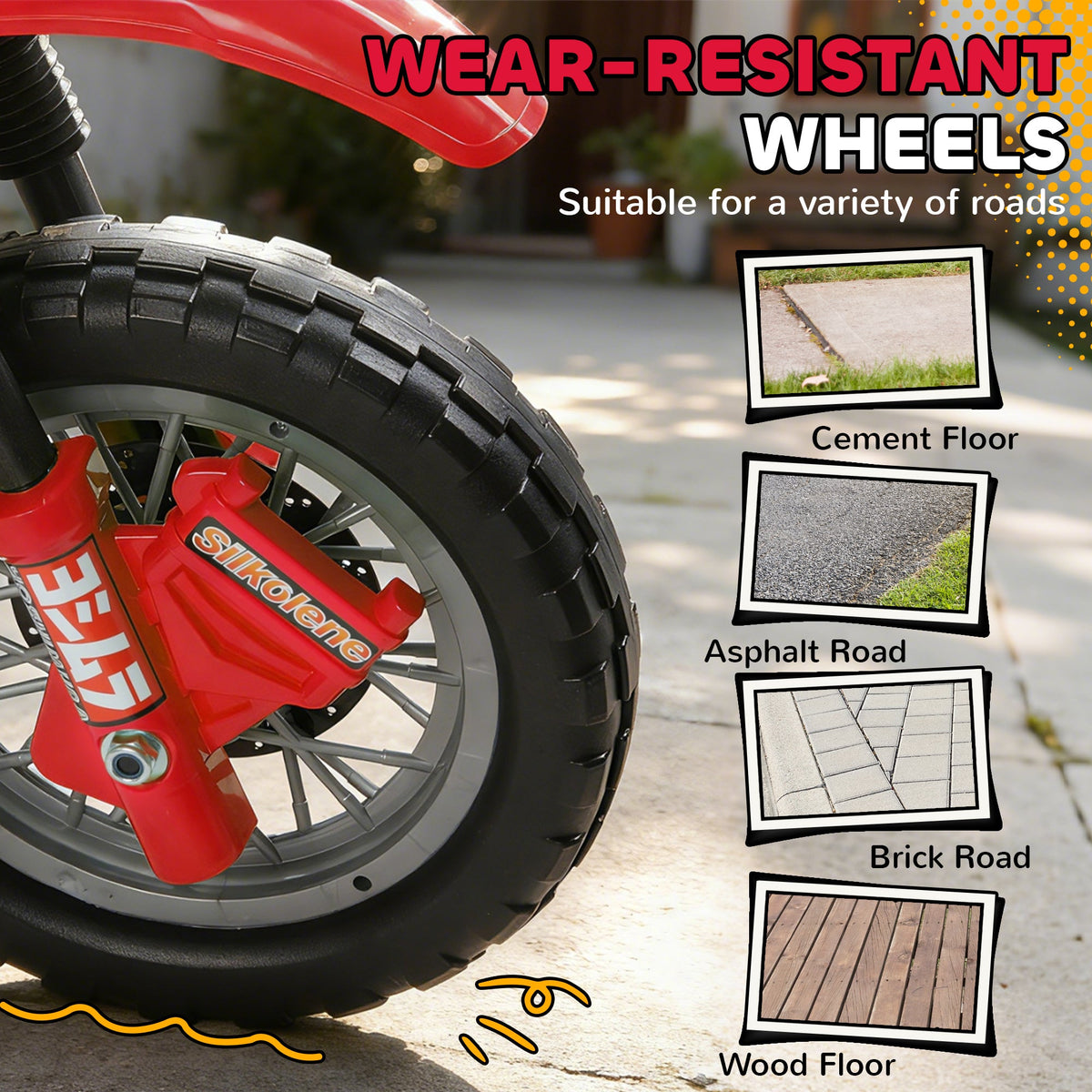 6V Kid Electric Ride On Motorcycle Powered Dirt Bike Battery Scooter For 3-6 Year Old Kids Toddlers W/ Training Wheels Red