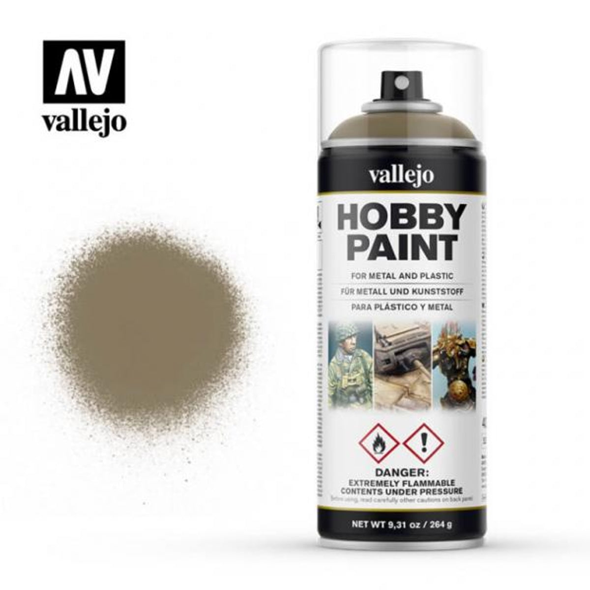 Vallejo 28009 US Khaki Aerosol Spray Paint 400mL NIB